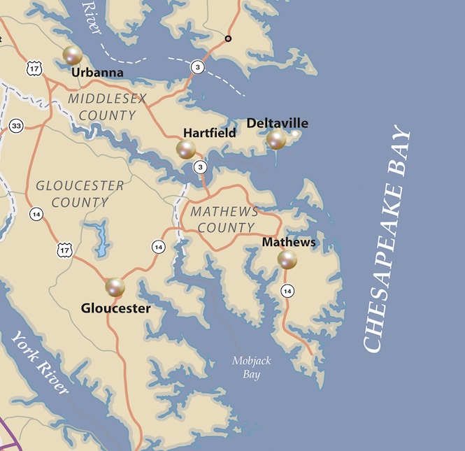 Map showing Middle Peninsula of VA