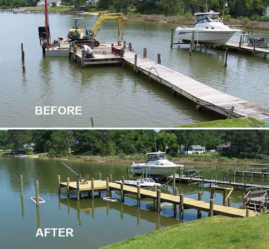 Before and after pier replacement