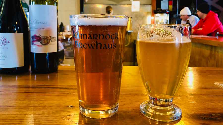 Glasses of beer at Kilmarnock Brewhaus